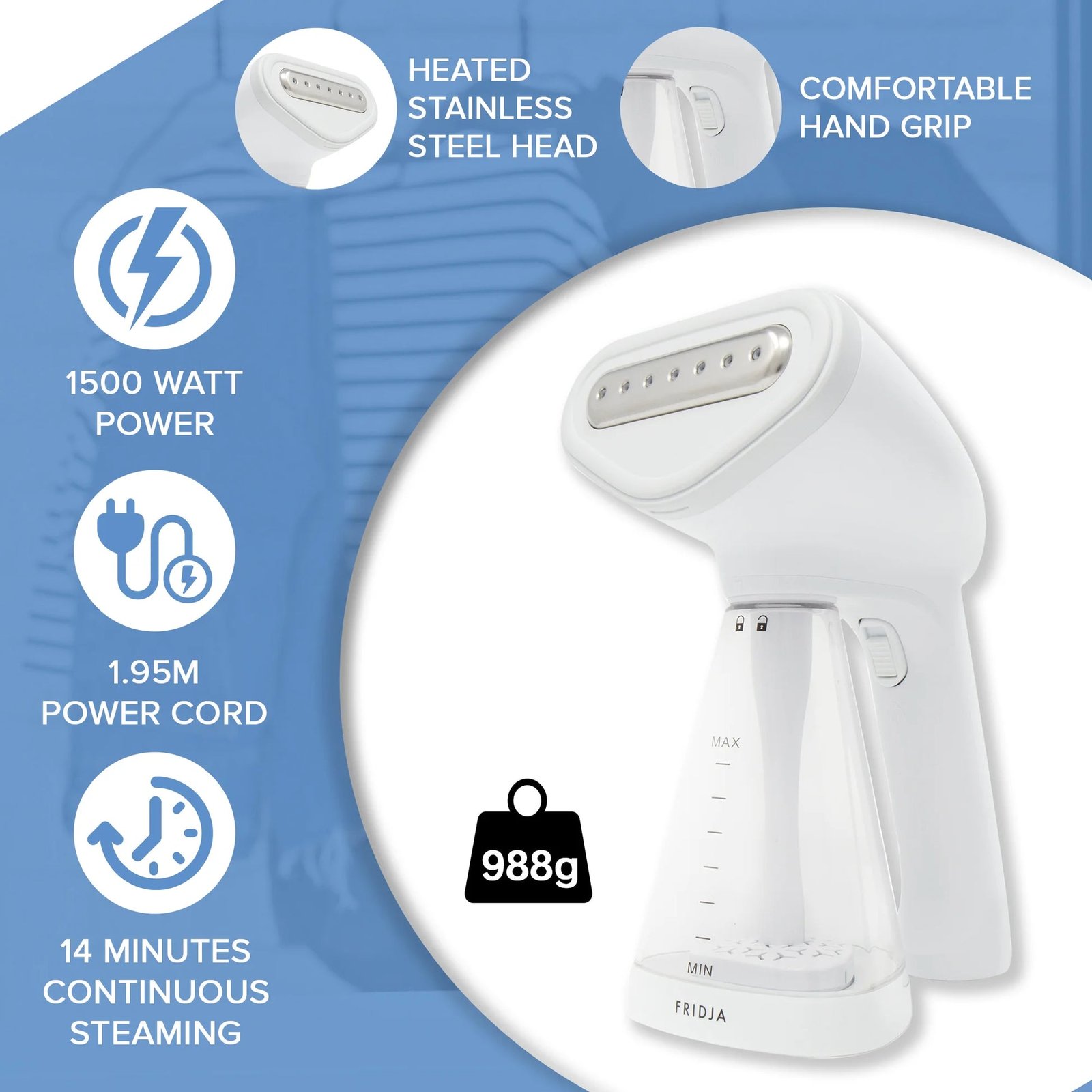 fridja f10 raf handheld travel clothes steamer