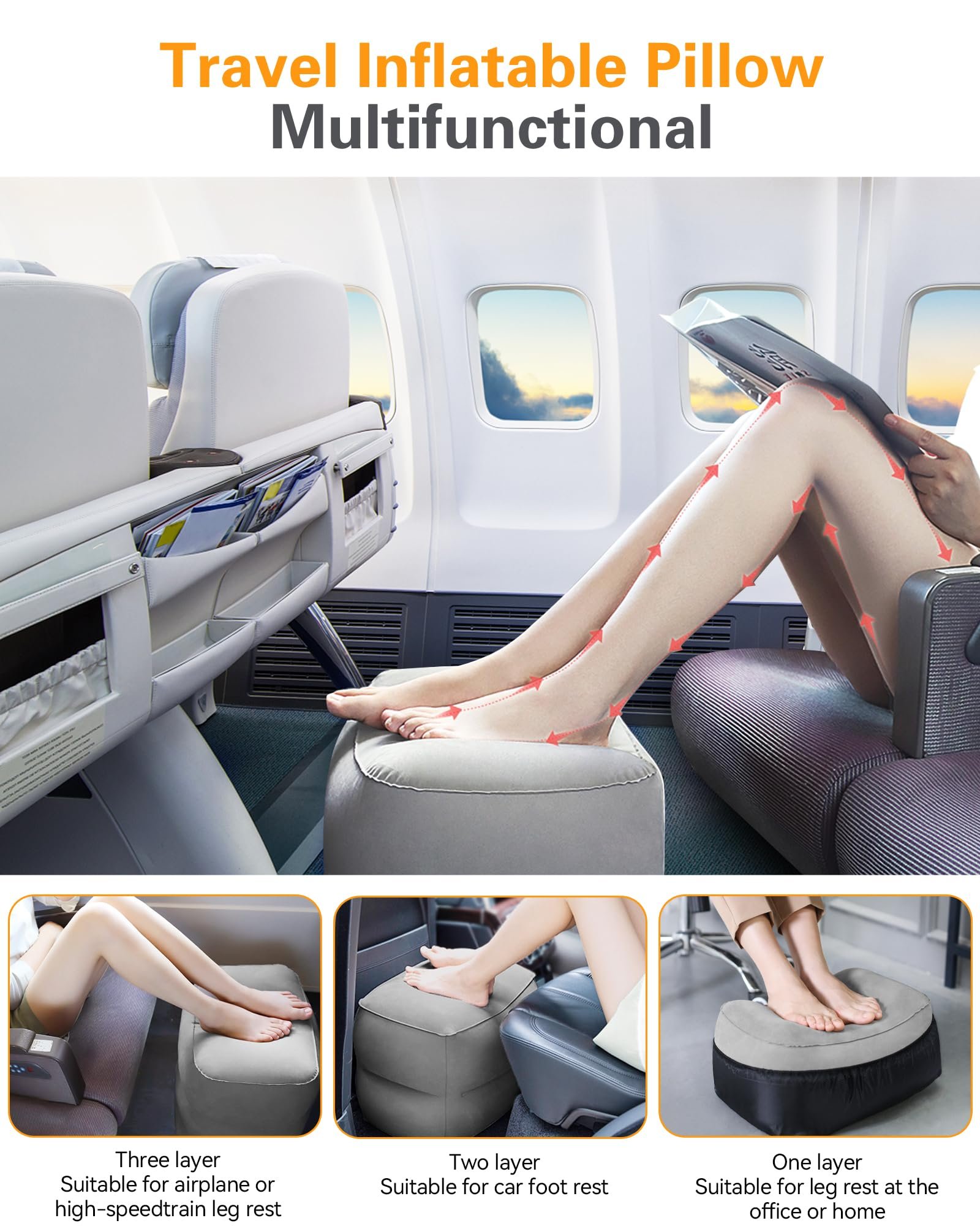 inflatable foot rest travel pillow