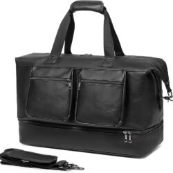 leather duffel bag with shoe compartment