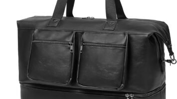 leather duffel bag with shoe compartment